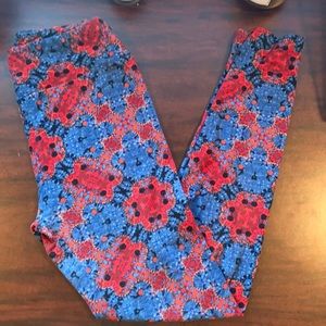 Comfortable blue red leggings